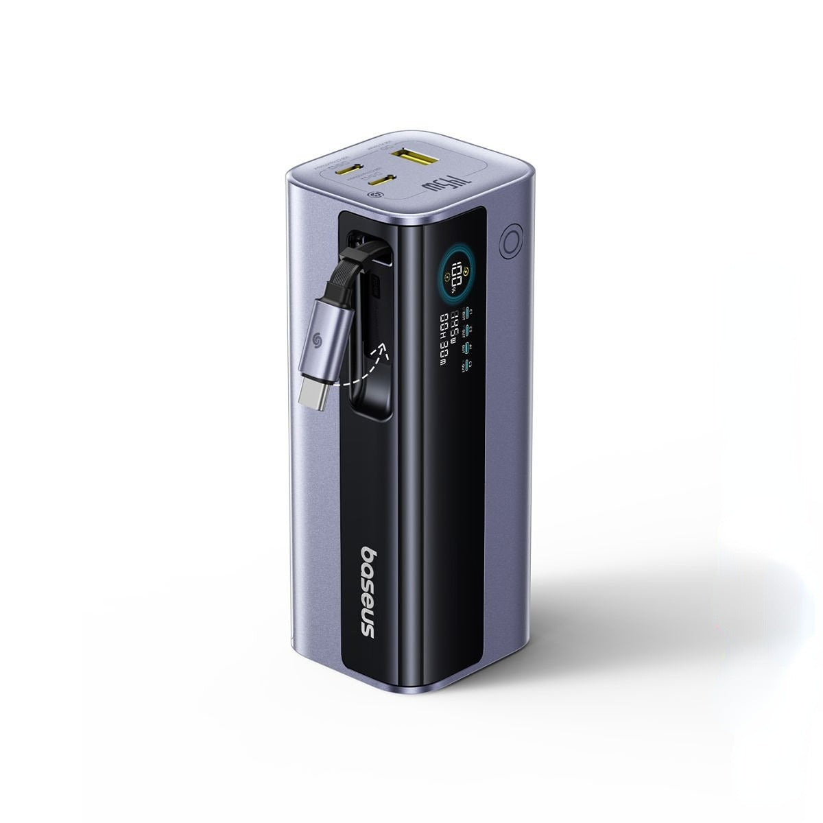 Baseus EnerGeek GR11 Power Bank 20000mAh 145W with Retractable Cable – Grey