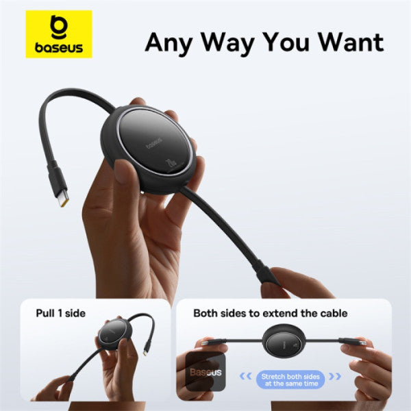 Baseus Free2Pull 1m USB-C to Lightning 20W Retractable Cable – Black