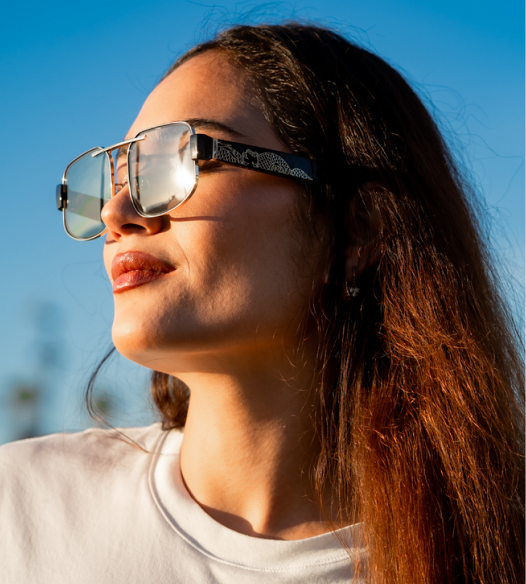 Chamelo Dragon Smart Glasses – Close-Up of Touch Control Button