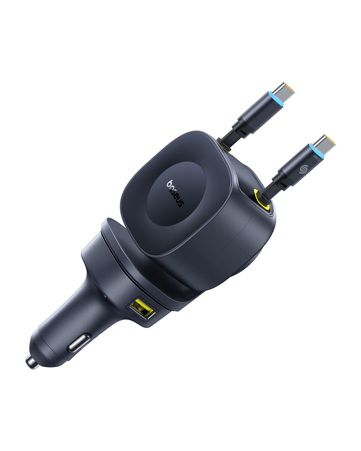 Baseus PrimeTrip VR2 Max شاحن سيارة 4 في 1 بكابلين قابلين للسحب 100 واط - أسود