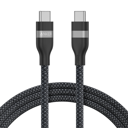 كابل Anker USB-C إلى USB-C بقوة 240 واط (مُعاد تدويره - مضفر) (1.8 متر/6 أقدام) - أسود