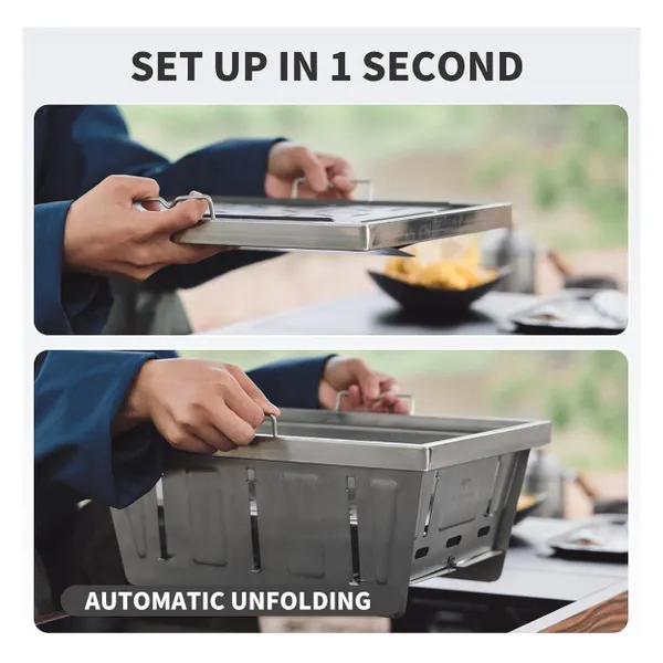 Naturehike Stainless Steel Folding Grill - Stainless Steel/Small 