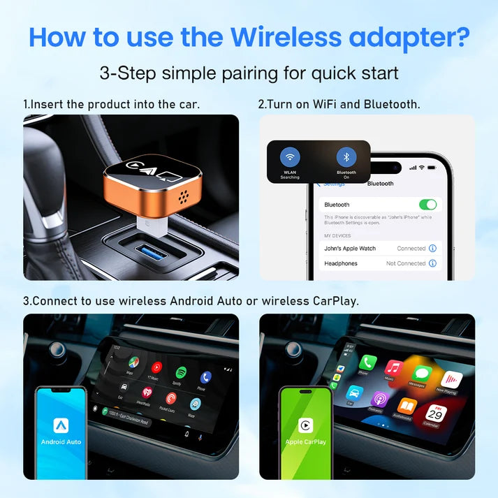 JASCO Wireless CarPlay (4 in 1 Wireless Adapter) - Cosmic Orange