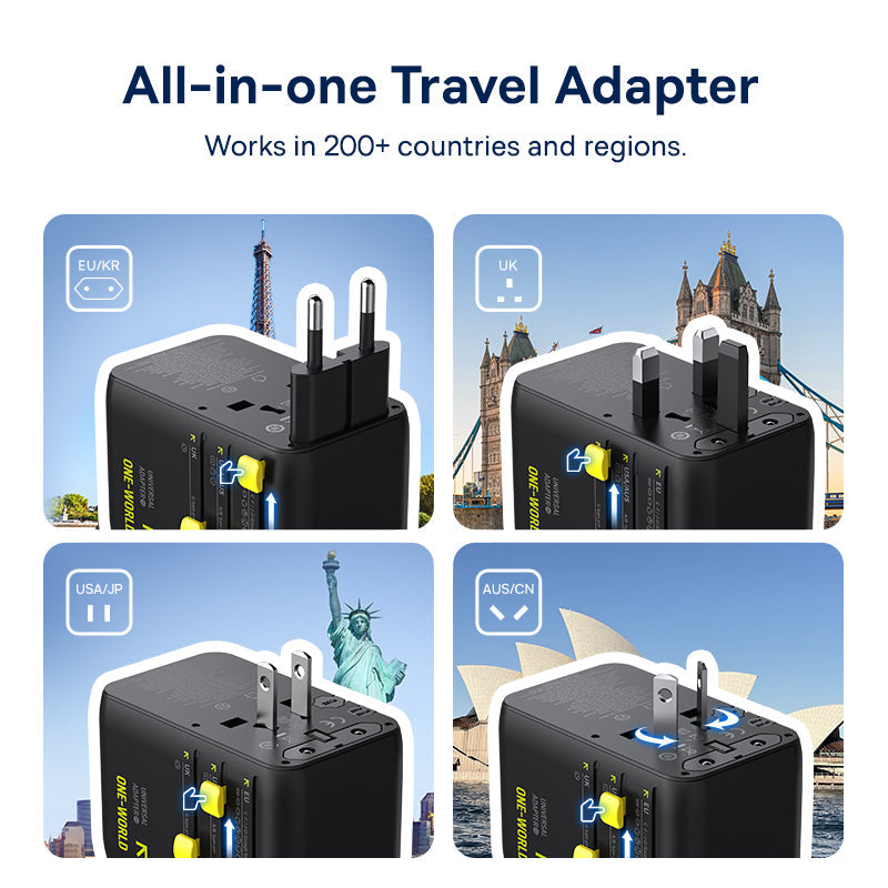 Baseus EnerCore CG11 Universal Travel Adapter 70W with Retractable USB-C - E0307E00
