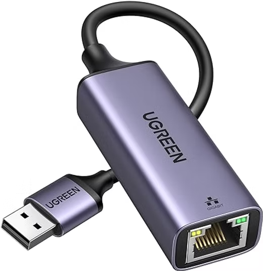 UGREEN محول USB إلى RJ45 إيثرنت، غلاف من الألومنيوم (رمادي فضائي) - CM209