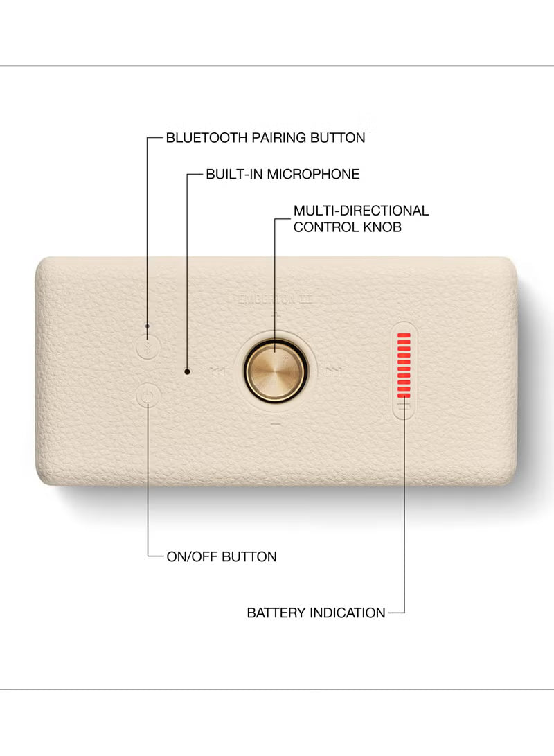 Marshall Emberton III Compact Portable  Wireless Speaker-Cream- EMBERTONIII-CREAM