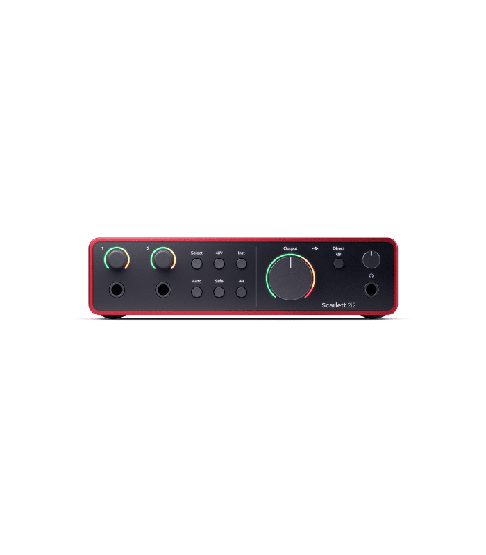 Focusrite واجهة صوت USB 2i2 الجيل الرابع لتسجيل الاغاني والبث الصوتي - دقة عالية وتسجيل بجودة الاستوديو