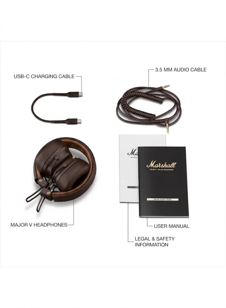 MARSHALL سماعة رأس لاسلكية بتقنية بلوتوث – لون بني - MAJORV-BR  