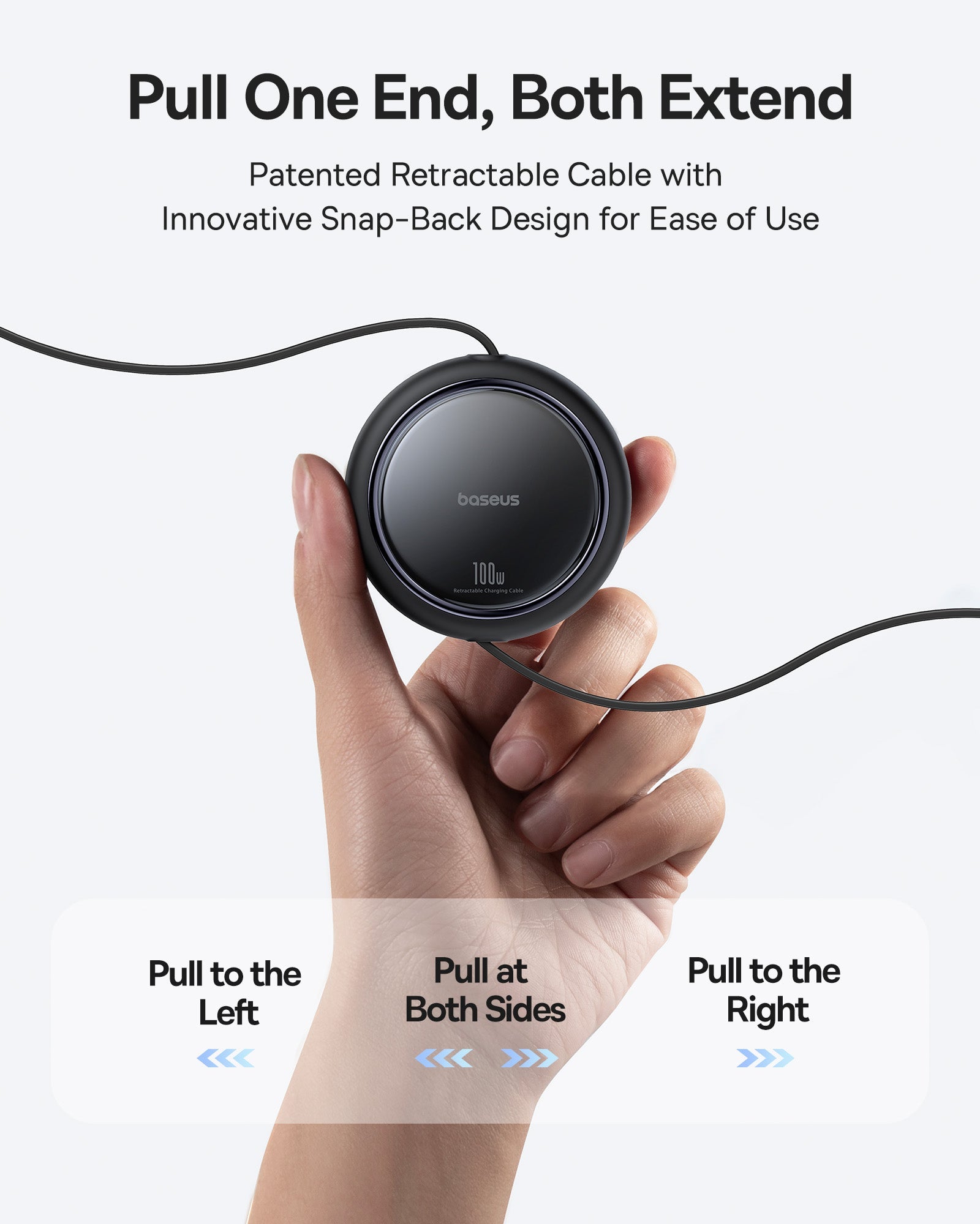 Baseus كابل شحن سريع برايت ميرور 2 في 1 من النوع C إلى C+C بطول 1 متر وقوة 100 واط - P10318602111-00 - أسود