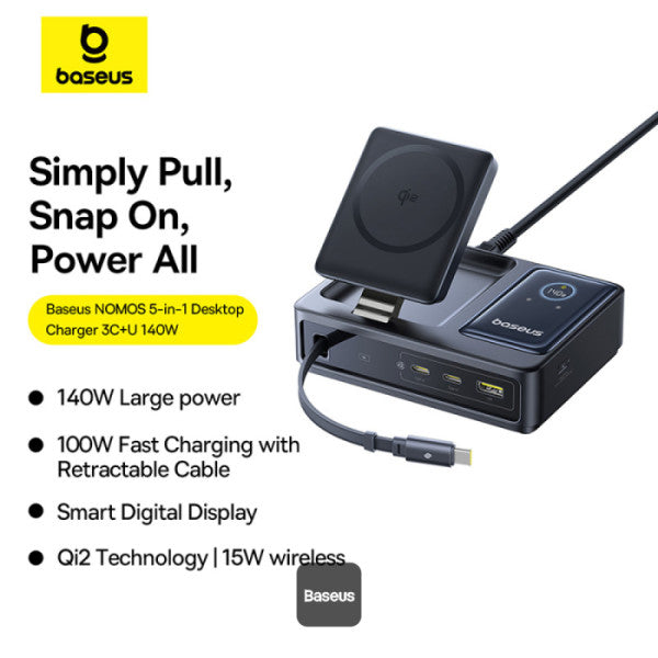 Baseus NOM 5-in-1 Desktop Charger – Black