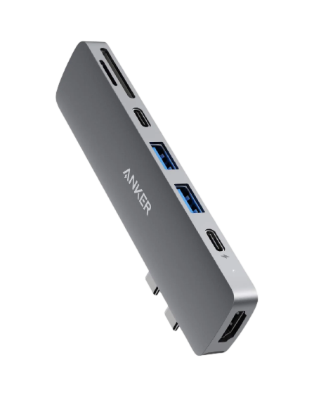 موزع Anker 547 USB-C (7 في 2، لجهاز MacBook) - فضي