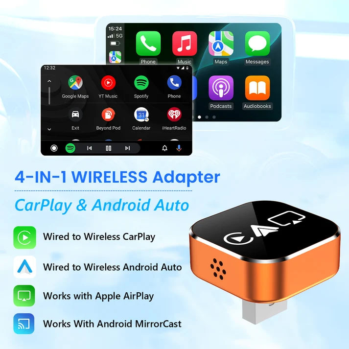 JASCO Wireless CarPlay (4 in 1 Wireless Adapter) - Cosmic Orange