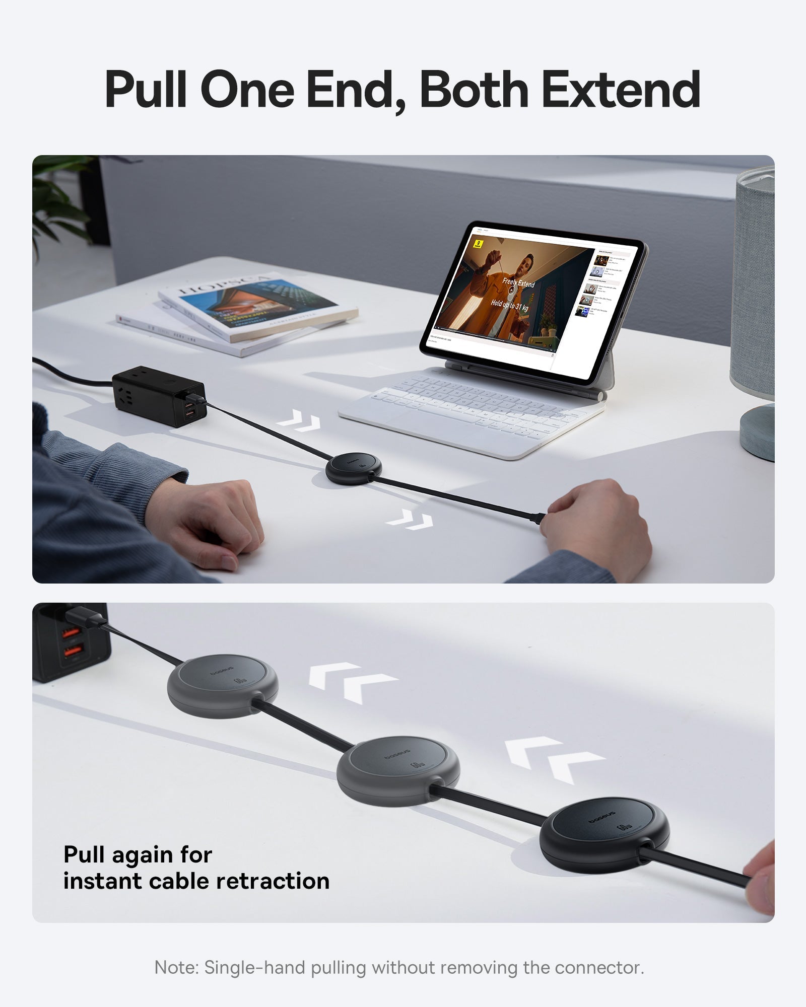 Baseus Free2Pull Mini 1m USB-C to USB-C 60W Charging Cable - P10364500111-01 - Black