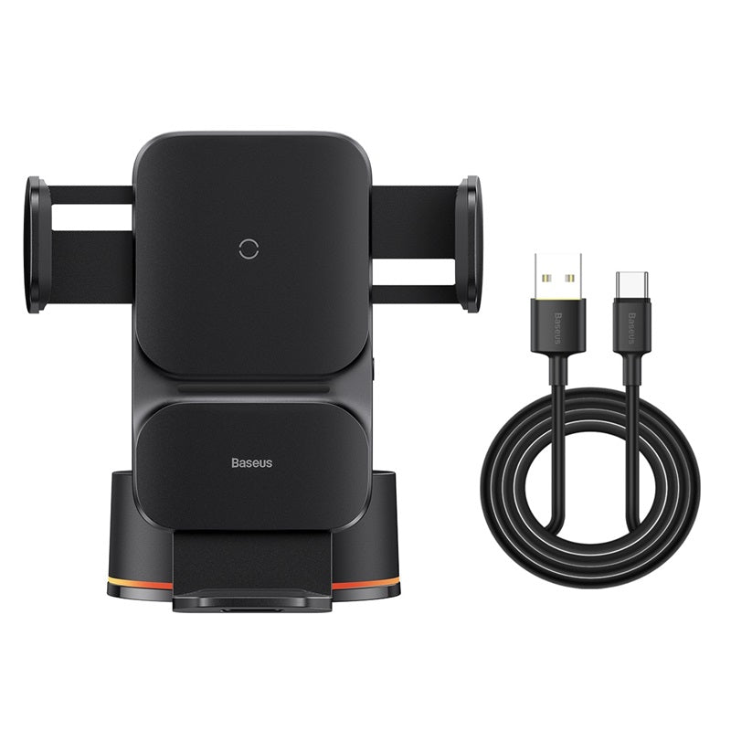Baseus Wisdom Auto Alignment Car Mount + QI 15W Wireless Charger – Black