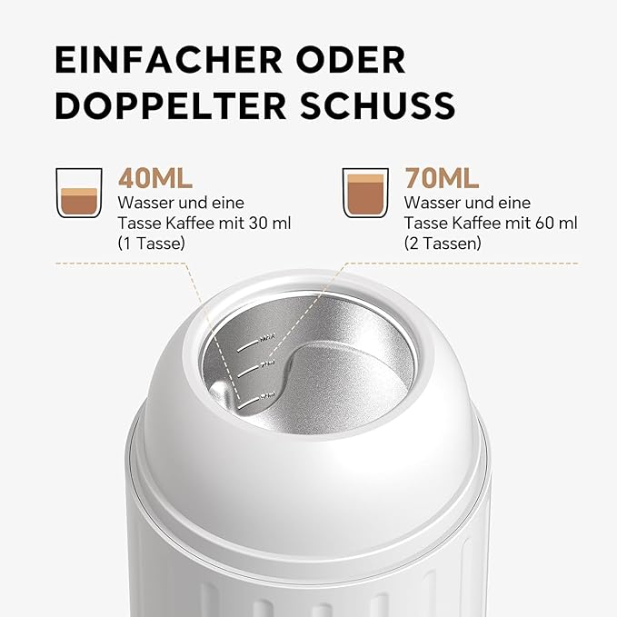 iCafilas 2-in-1 Portable Espresso Maker with Heating - White