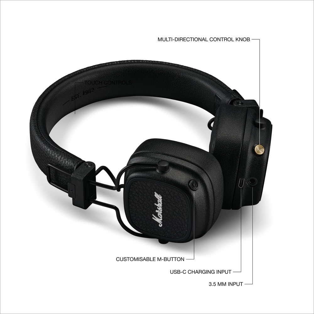 MARSHALL MAJOR V BT HEADPHONES BLACK -MAJOR V BT