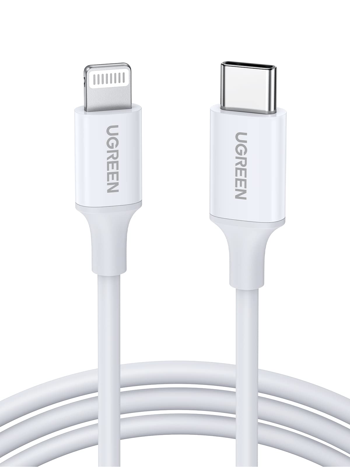 UGREEN كابل USB-C إلى Lightning 60 واط هيكل مطاطي 2 متر (أبيض) - US171