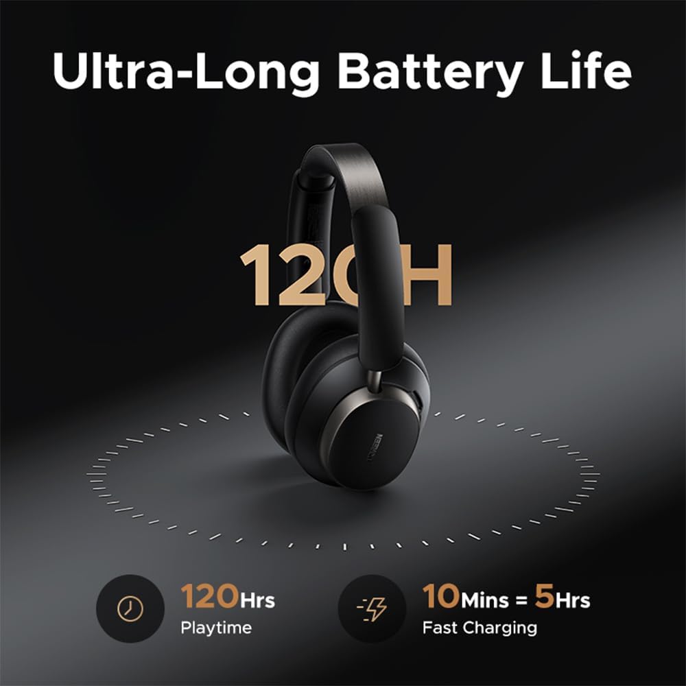 UGREEN سماعات رأس بلوتوث فوق الأذن بخاصية إلغاء الضوضاء النشط طراز HiTune Max6 أسود - HP206