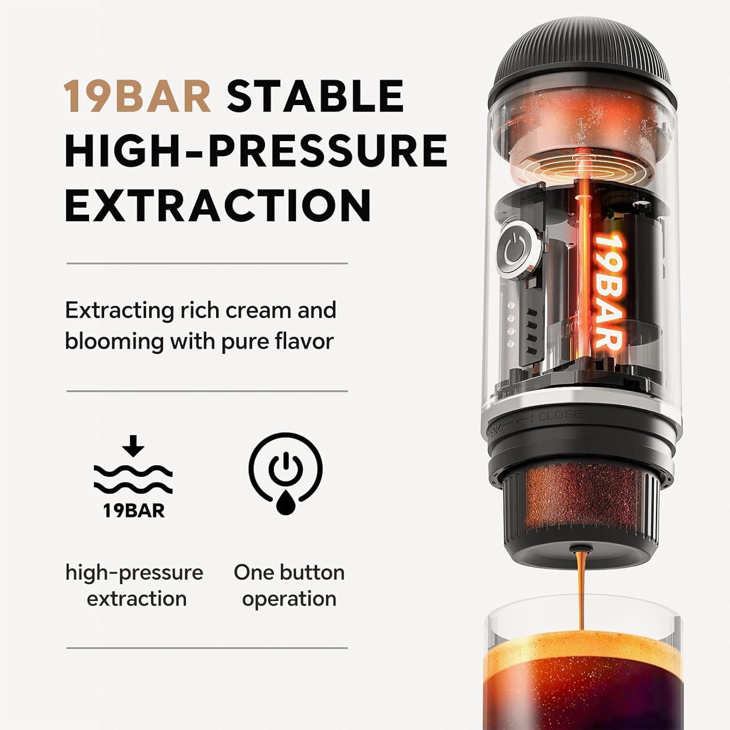 iCafilas 2-in-1 Portable Espresso Maker with Heating - Black