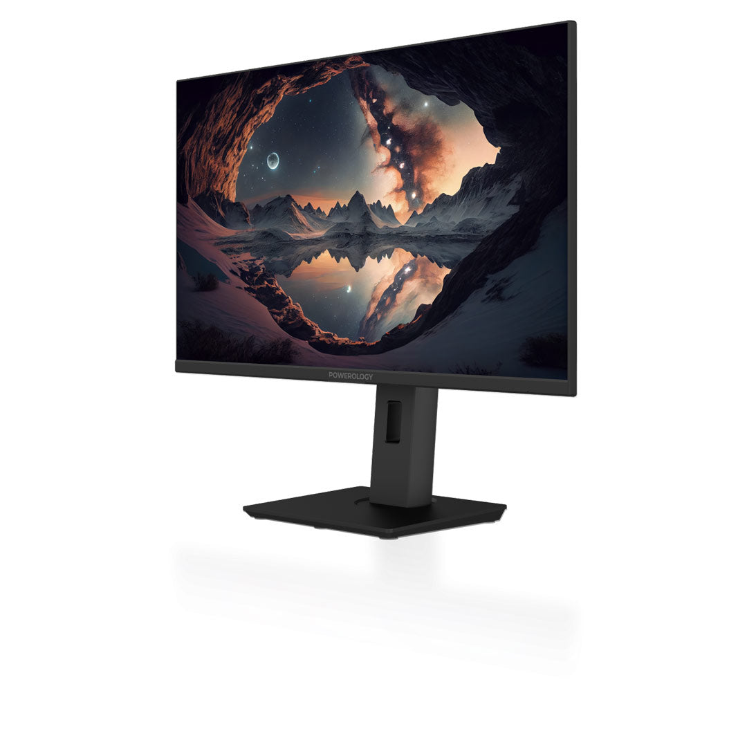 Powerology 27" 4K UHD Monitor Adjustable Rotating Stand - P4KOM27BK - Black