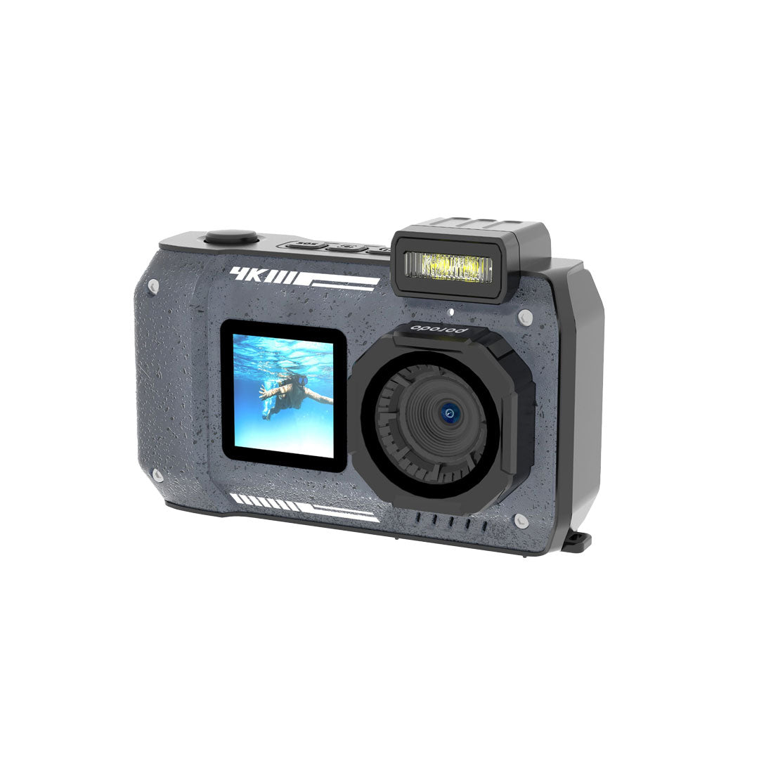Porodo Waterproof Digital Camera Dual Screen & 18x Zoom - PD-CAMIP68-BK
