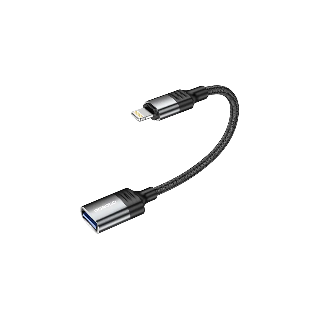 Porodo Lightning OTG Wire - PD-CBL0021-BK