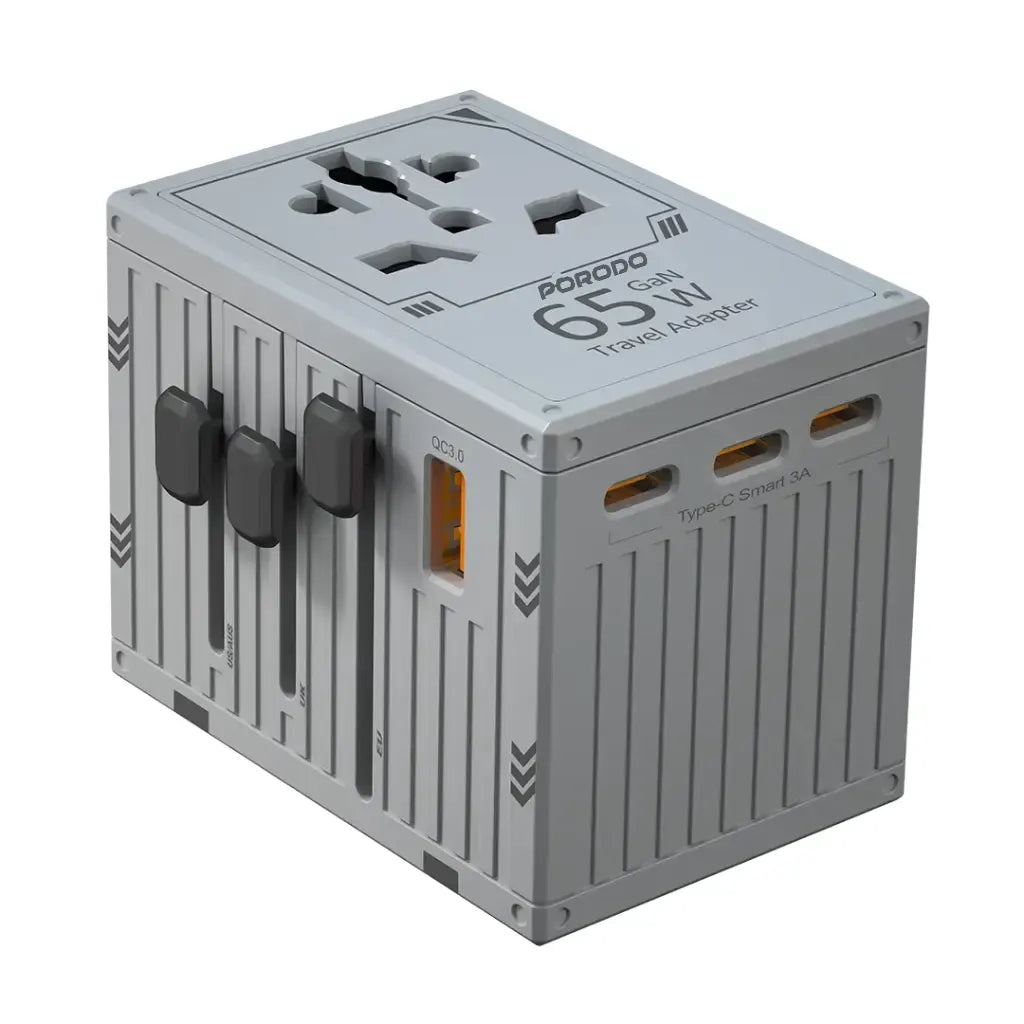 Porodo GaN 5-Port Travel Block Universal Charger - PD-FWCH038-GY