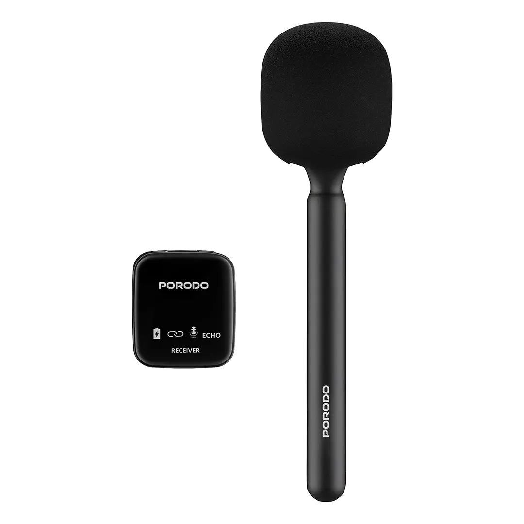 Porodo Two-Device Connect Handheld Lavalier Microphone - PD-LFST133-BK