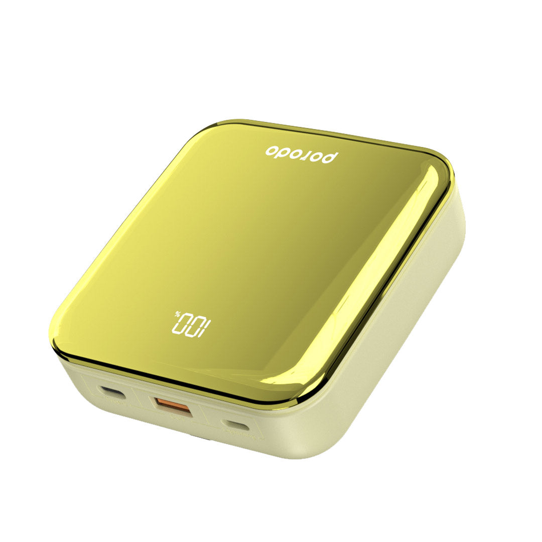 Porodo 20000mAh Mirror Power Bank Built-In Charge & Re-Charge Cables - PD-PBFCH032-GD