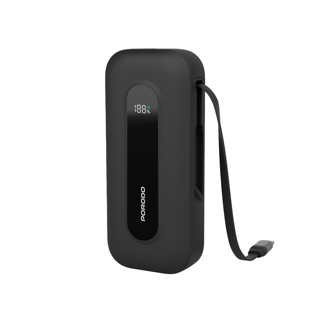 Porodo 10000mAh Power bank 58CM Retractable Type-C - PD-PBFCH060-WH