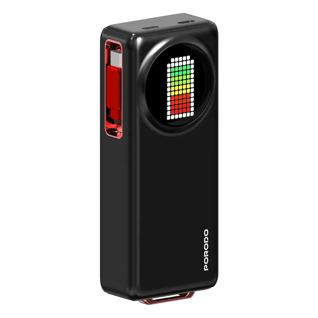 Porodo 10000Mah Animated Display Power Bank 68Cm Retractable Type-C - PD-PBFCH072-BK