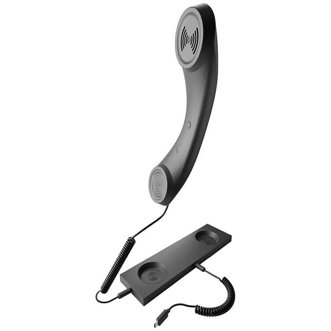 Porodo Classic Retro Phone Handset With Type-C Connector - PD3286BK