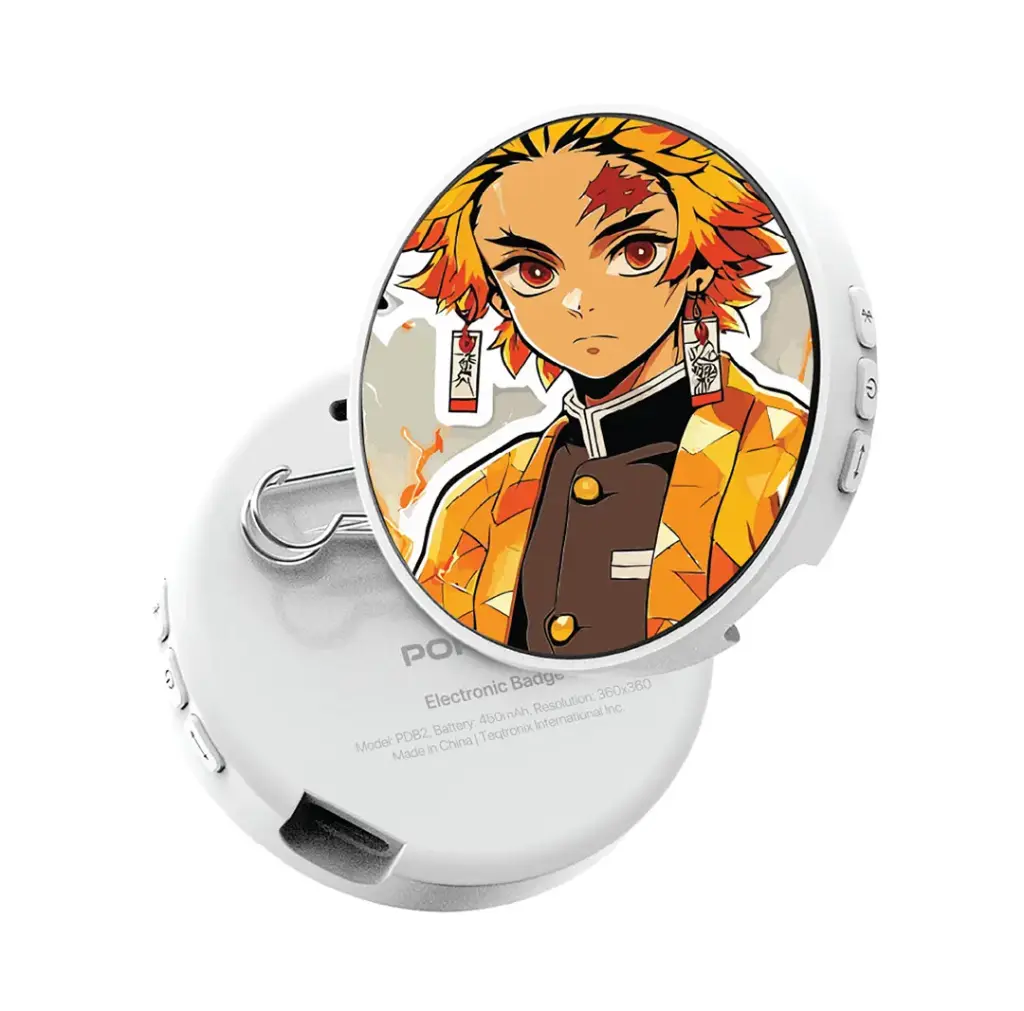 Porodo Robo Tag 1.85" Badge Magic Pro with Round HD Screen - White