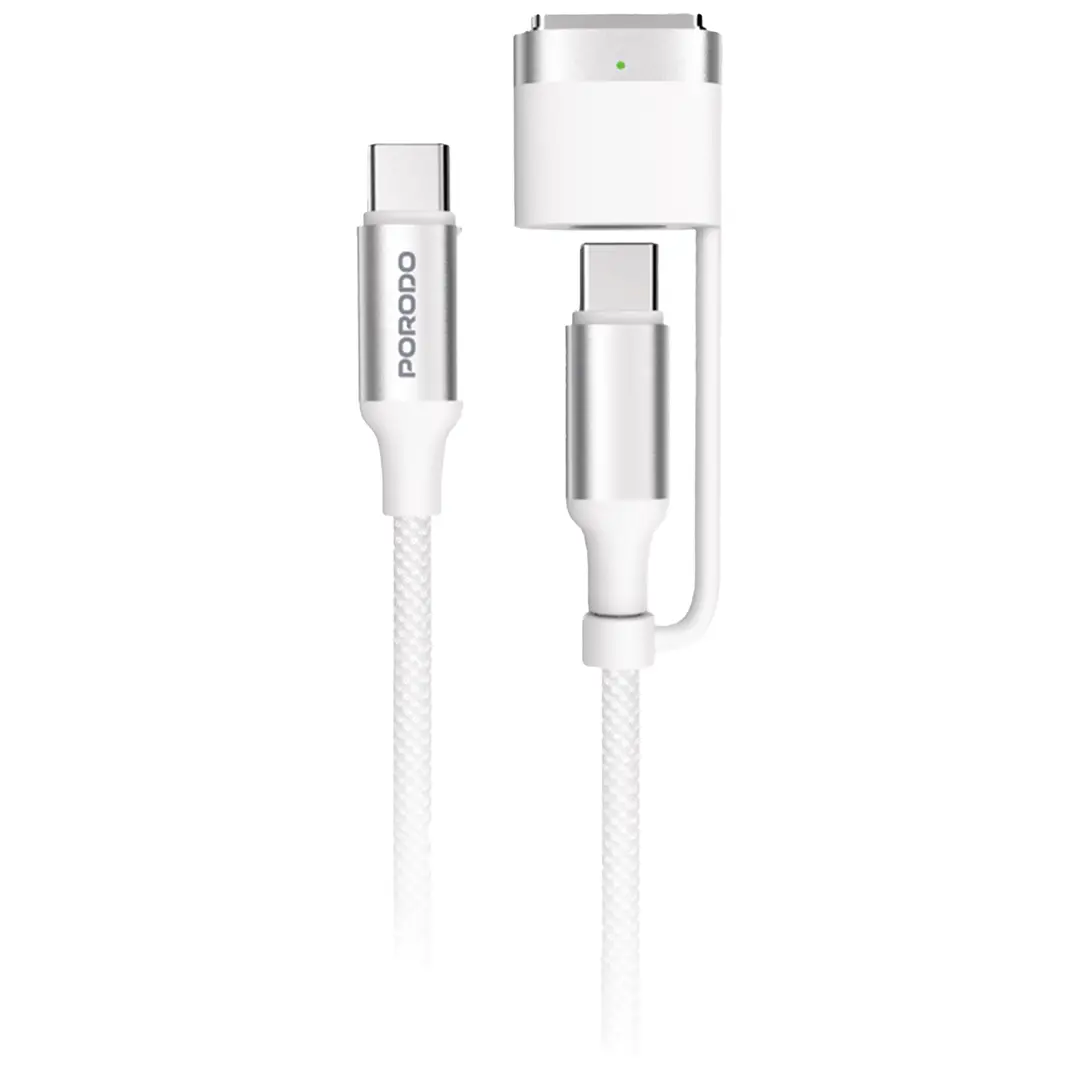 Porodo 2-In-1 Cable MagSafe 3 Charging Cable With USB-C to USB-C - PDCBL0039WH