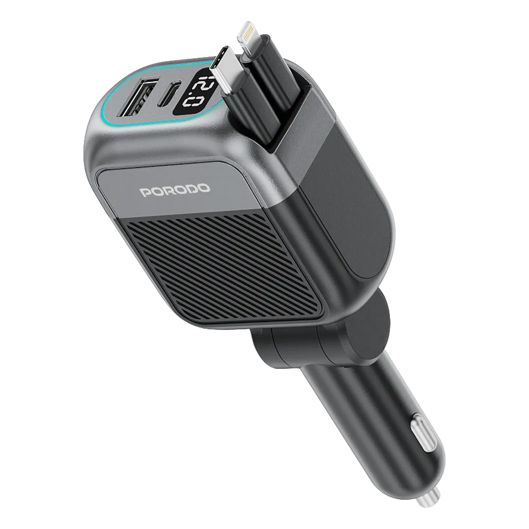 Porodo Spider Multi-Port USB Car Charger - Black