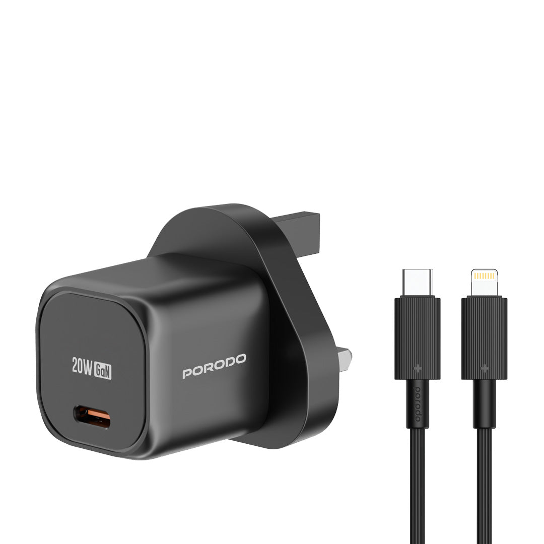 Porodo USB-C Power Delivery GaN Wall Charger UK - PDFWCH027BK