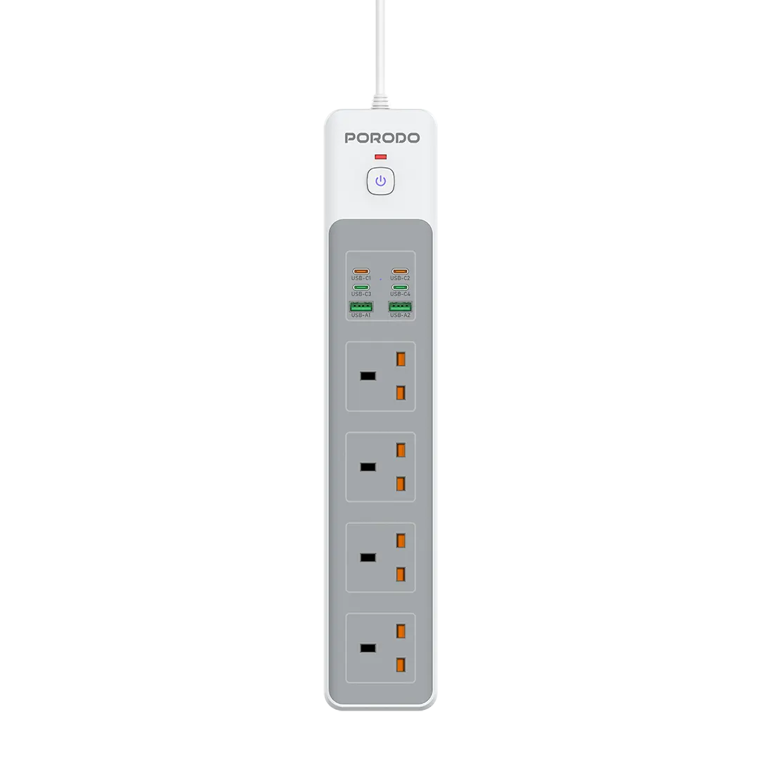 Porodo 4AC 65W 3000W Power Strip - PD-FWCH045-BK