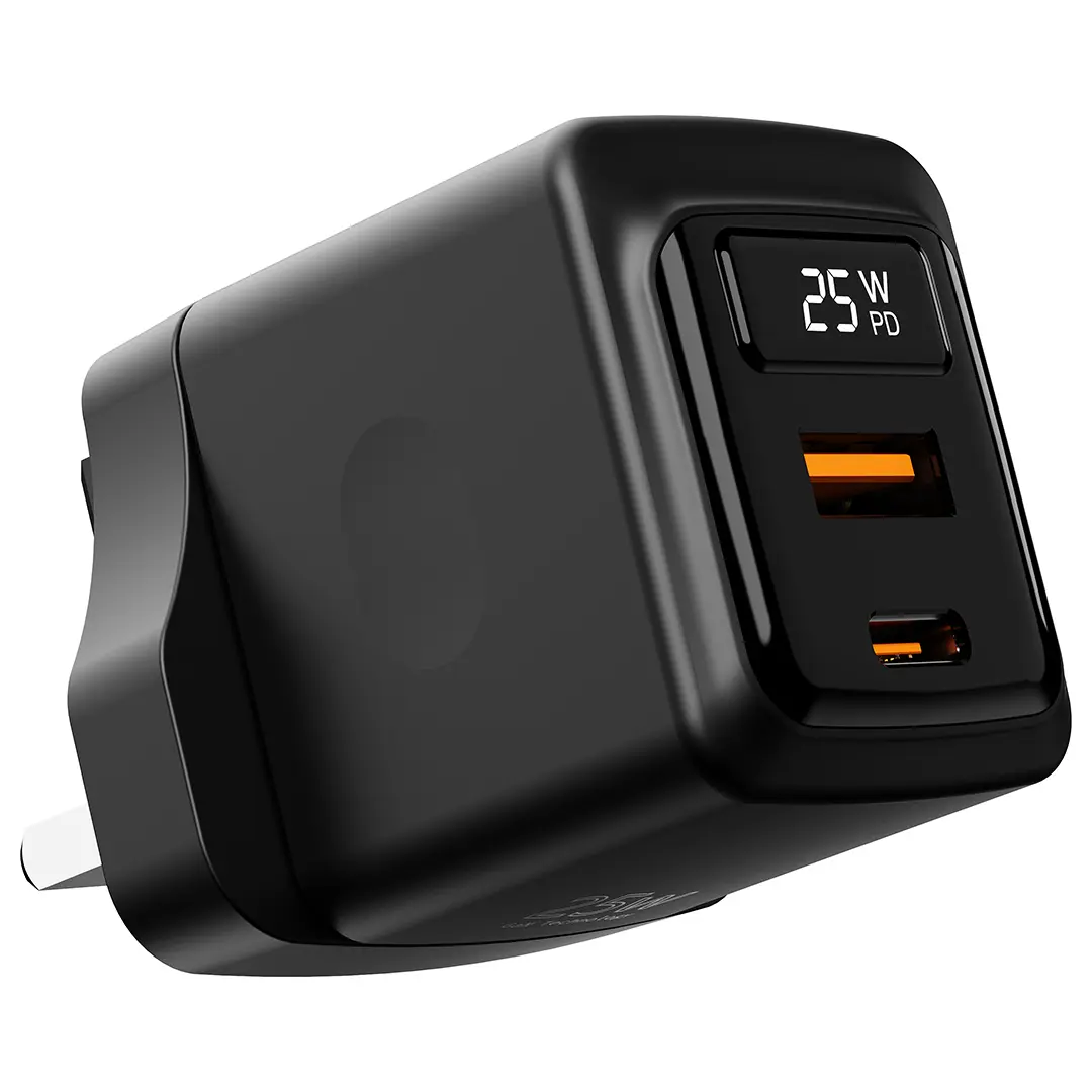 Porodo GaN 25W Dual-Port Wall Charger With Type-C To Type-C Cable - PDFWCH076CBK