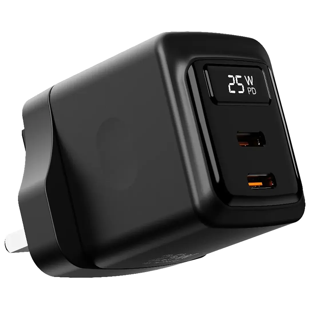 Porodo GaN 25W Dual USB-C Wall Charger - PDFWCH079BK