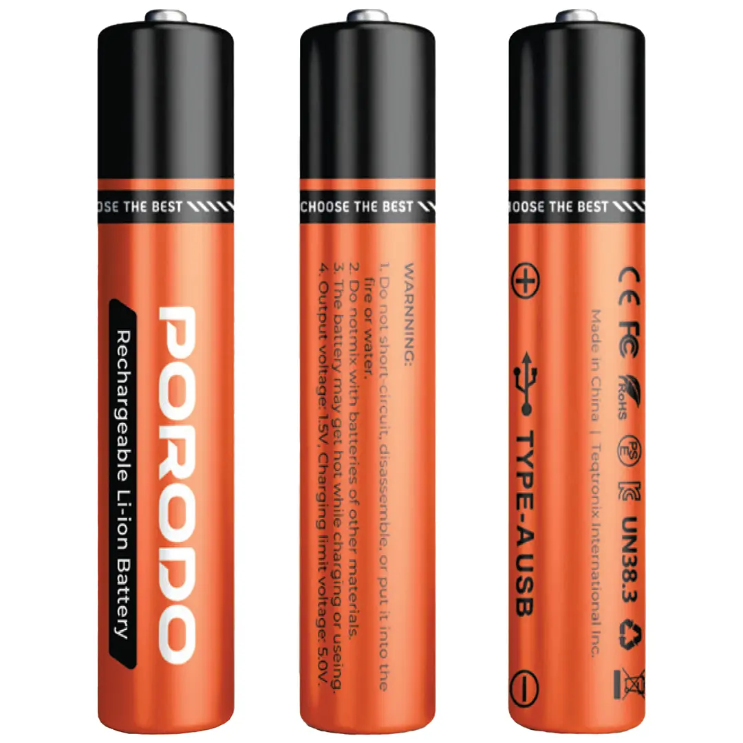 Porodo AA LI-ION Battery USB-A Rechargeable 4-Pack - PDJHAAOG