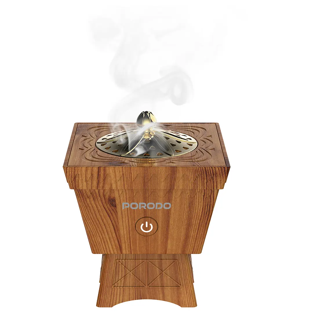 Porodo Lifestyle Classic Wood-Finish Portable Incense Burner - PDLFSTB10BR