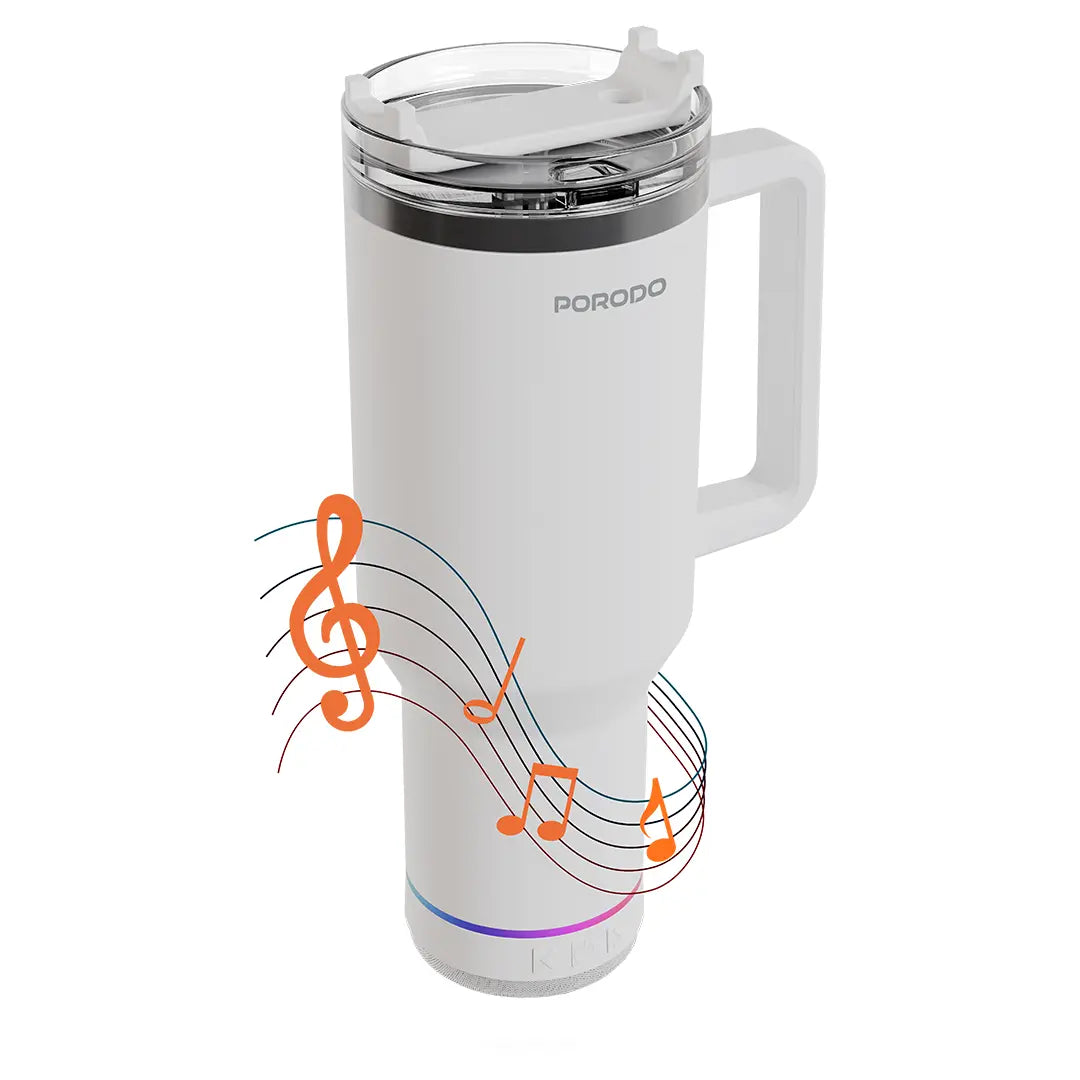 Porodo Lifestyle HydroTunes Bluetooth Speaker Tumbler With High-Quality Sound - PDLFSTBTBK
