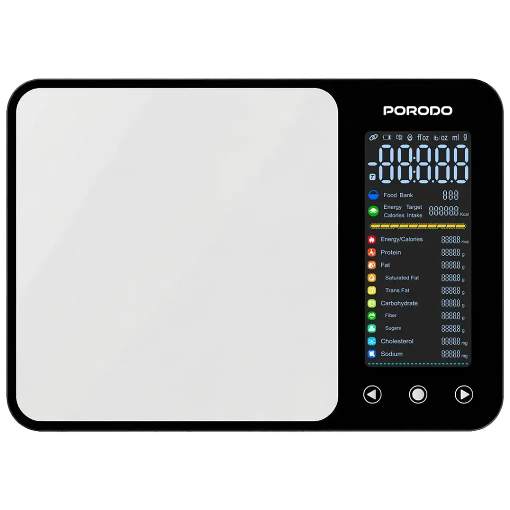Porodo Lifestyle Kalio Smart Food Kitchen Scale with Measuring Tape - Silver