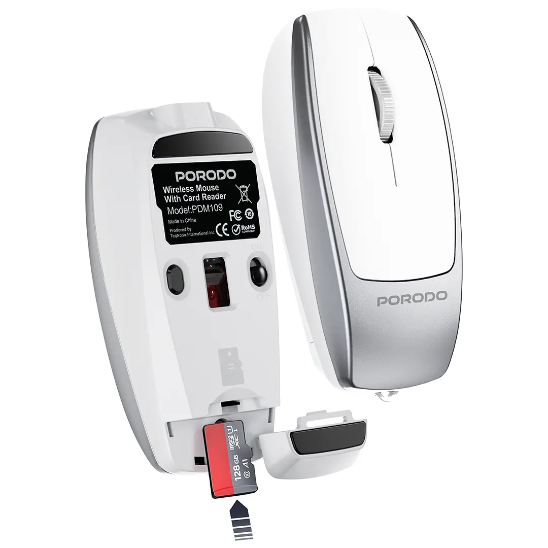 Porodo Wireless Mouse 1600DPI with Card Reader - PDM109SL