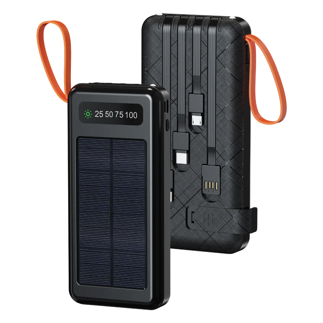Porodo Piano Solar power bank integrated cables