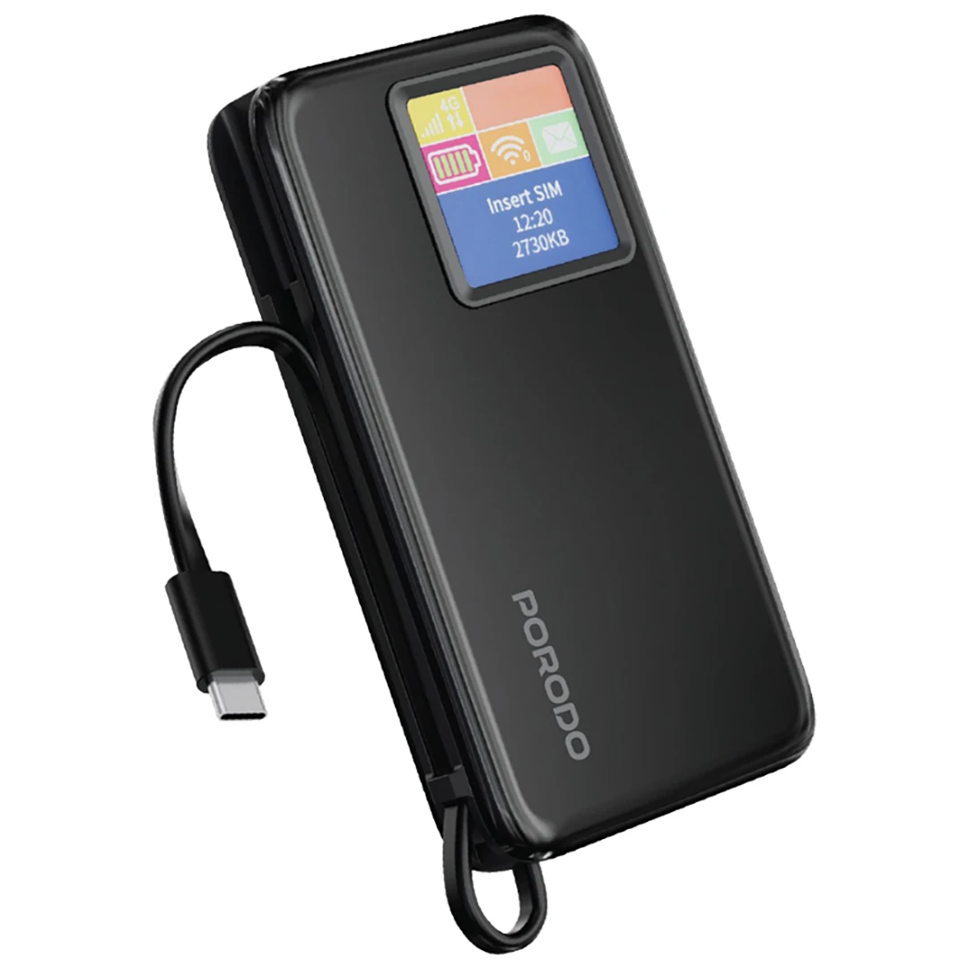 Porodo 4G LTE | WIFI 6 Pocket Router and 10000mAh Power Bank - PDPBFCH087WH
