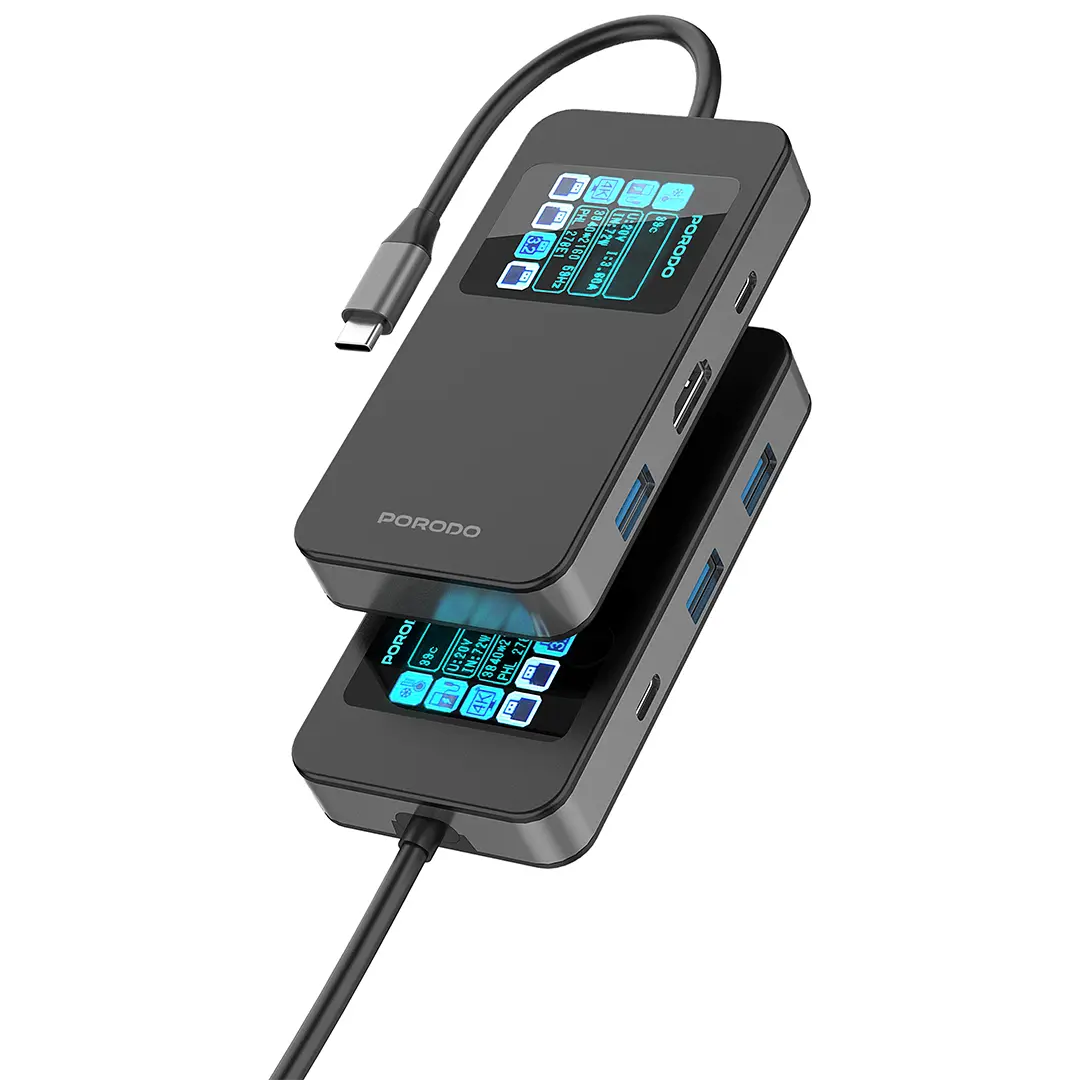 Porodo 6 IN 1 Multi-Port USB-C Hub - PDTC630GY