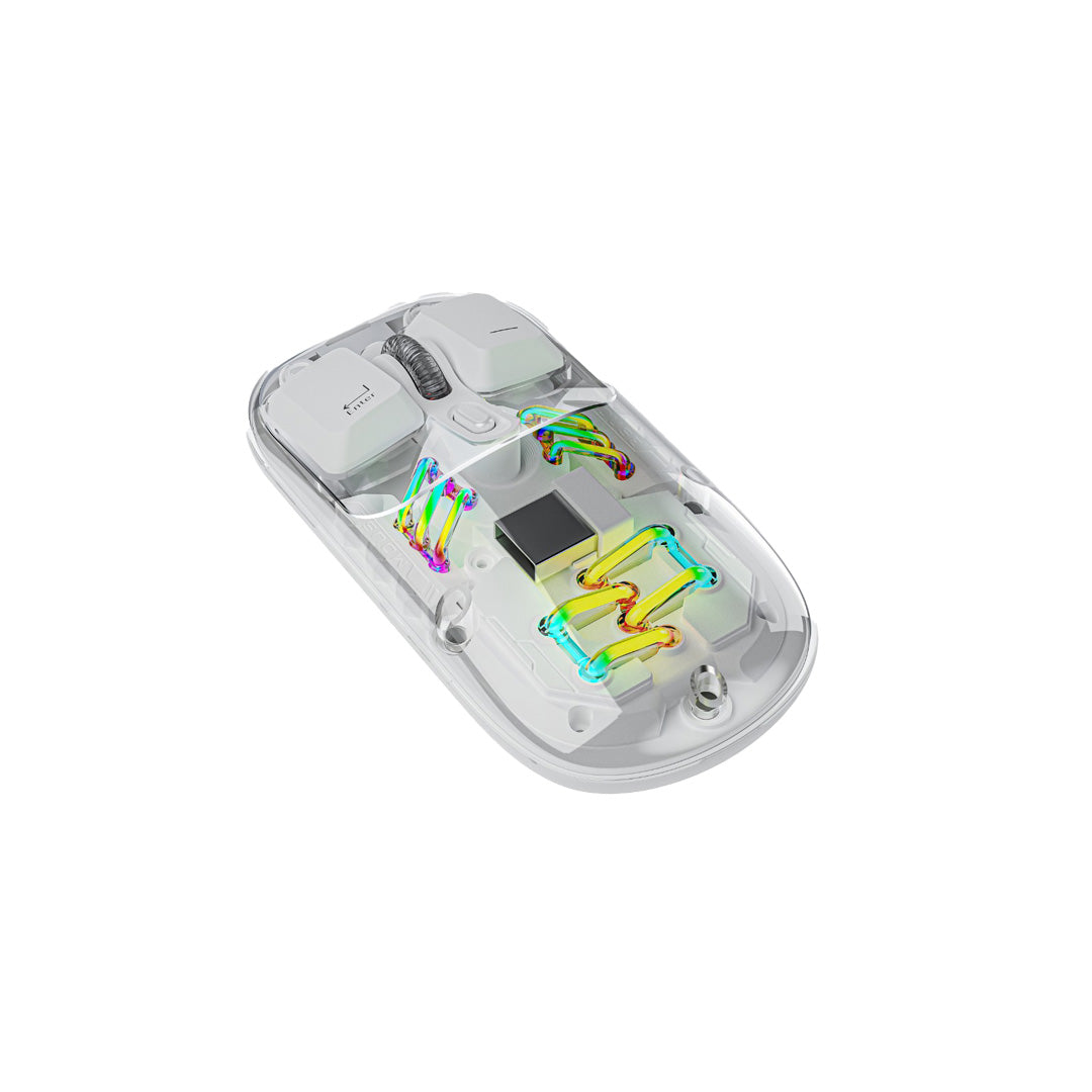 Porodo Transparent Dual-Mode Wireless Mouse RGB Light And Magnetic Cover - PD-TMDM-BK