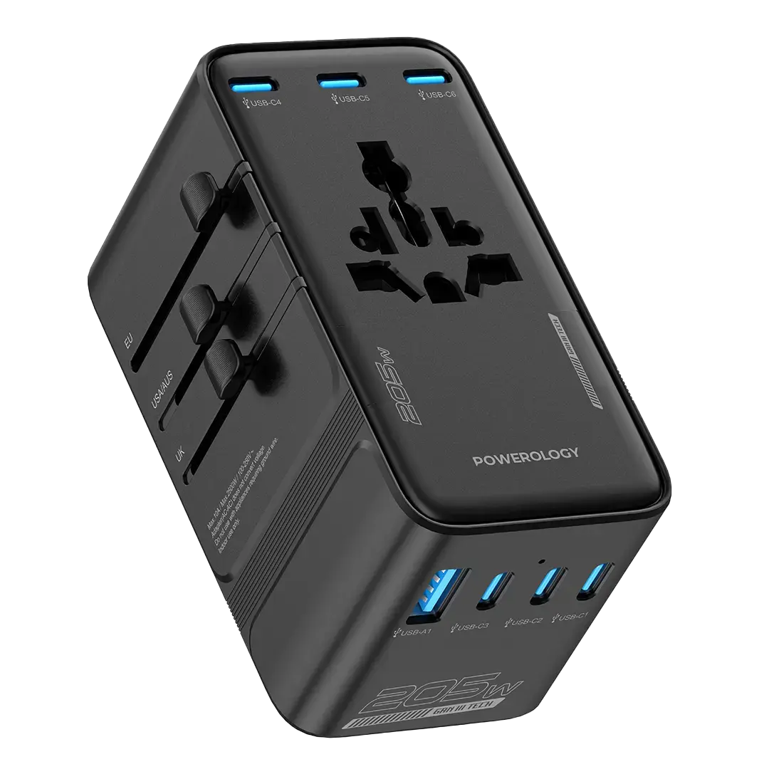 Powerology Spetrova GaN Multi-Port Universal Adapter PD 140W - PPBCHA120BK - Black