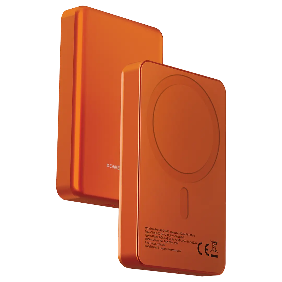 Powerology Spetelli 10000mAh Magsafe Aluminum Power Bank PD 20W - PPBCHA34OG - Orange
